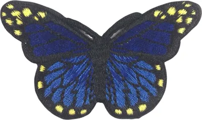Produktbild von Schmetterlings-Emblem-Aufnäher zum Aufbügeln, dunkelblau und schwarz