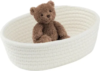 Productafbeelding van Wasbare ovale babybakken en dozen van katoenen touw, handgemaakte opbergmand met grote capaciteit voor verjaardag, Nieuwjaar, Kerstmis en Pasen