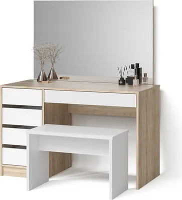 Produktbild von Schminktisch Livinity Imola Weiß/Sonoma 120 cm mit Bank, Model 52371