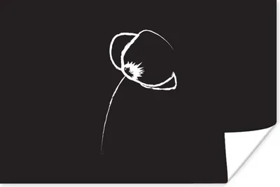 Produktbild von MuchoWow® Poster Blume - Schwarz - Weiß - Strichzeichnung 90x60 cm - Schlafzimmer