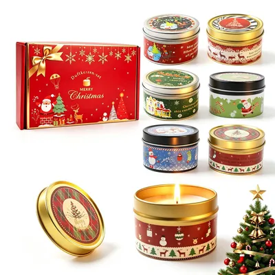6 Duftkerzen Weihnachten, Sojawachs, 40 g, 14–20 h Brenndauer, Geschenkset