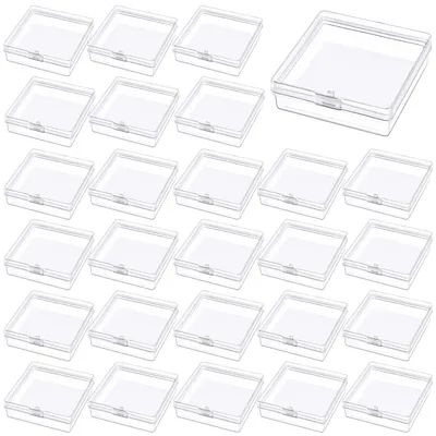 Productafbeelding van Opbergbox met deksel - Set van 30 stuks - Voor het sorteren van knutselmaterialen - 5,5 x 5,5 x 1,7 cm - Transparant