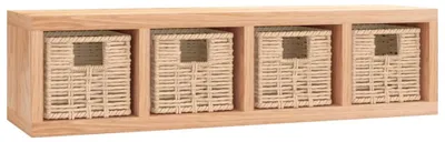 Obrázek produktu pro vidaXL Nástěnná police s košíky 62x18x16 cm Masivní ořechové dřevo