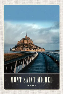 Produktbild von vianmo Holzschild 18x12 cm Mont Saint Michel Frankreich Burg