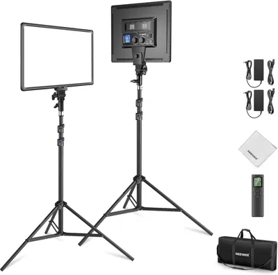 Immagine prodotto di Set di 2 pannelli luminosi a LED per video - Lampada video - Luce da studio - Luce per fotografia - Lampada a pannello - 45W, dimmerabile