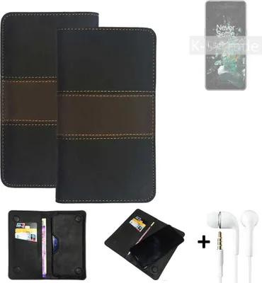 Produktbild von K-S-Trade Handyhülle + Kopfhörer kompatibel mit OnePlus 10T Schutzhülle Walletcase Bookstyle Tasche Schutz Case Hülle Wallet Cover Kunstleder