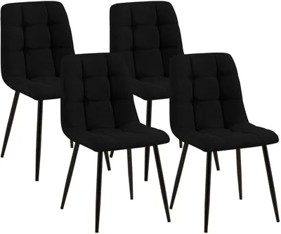 Produktbild von CLP 4er Set Esszimmerstuhl Tilde gepolstert mit Rückenlehne bis 150 kg belastbar schwarz Material Stoff, KI-generiertes Bild