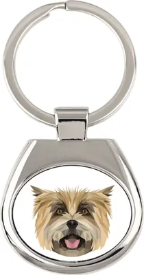 Obrázek produktu pro Yorkshirský teriér – geometrický přívěsek na klíče s fotografií a nápisem "Art-Dog"