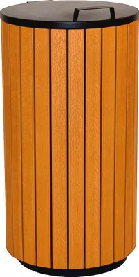 Immagine prodotto di V-Part - Cestino per esterno 90 litri - Acciaio zincato verniciato a polvere Acciaio inox - Aspetto legno, antracite