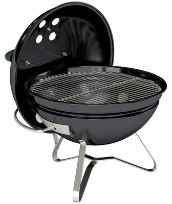 Obrázek produktu pro Přenosný kulatý gril s víkem – gril na dřevěné uhlí | Barva: černá | Rozměry: 41x41x44 cm