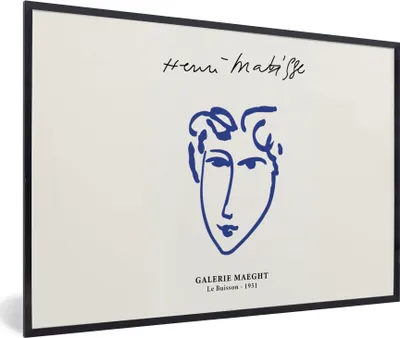Produktbild von MuchoWow® Gerahmtes Poster Henri Matisse - Alte Meister - Porträt - Blau 90x60 cm - Poster mit Schwarzem Bilderrahmen Wandposter Rahmen Foto Bilder - Fotorahmen - Foto-Plakat