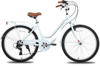 Produktbild von Strandcruiser Fahrrad Blau – 7-Gang Citybike für Herren & Damen – Retro Design – Low-Step Rahmen – 26 Zoll (66 cm) – Mit Gepäckträger