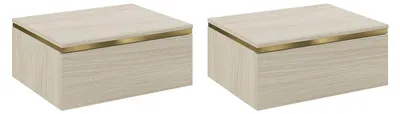 Produktbild von 2er-Set hängende Nachttische mit 1 Schublade - Natur und Gold VUKIA