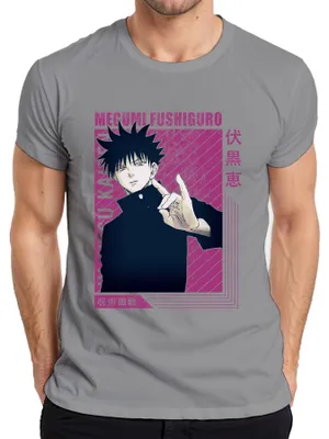 Productafbeelding van Jujutsu Kaisen Megumi Fushiguro Anime T-shirt, retro design, voor heren, grijs, maat 3XL