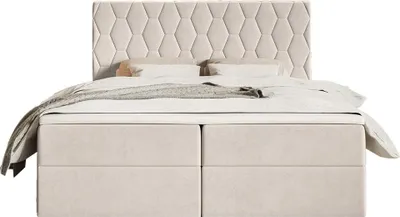 Produktbild von FEDVE Boxspringbett Wemio aus Velours 140x200 cm, Creme