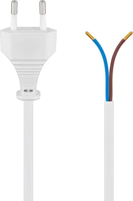 Produktbild von Kabel mit Eurostecker zum Konfektionieren, 1,5 m, Weiß, (2*0,75 mm²) Eurostecker (Typ C, CEE 7/16) > lose Kabelenden