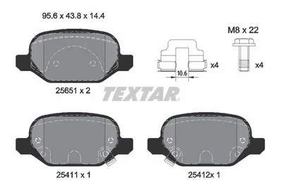 Obrázek produktu pro Zadní brzdové destičky Textar pro Fiat Panda 312 319