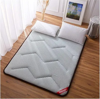 Imagen del producto de Silecomplaza, colchoneta tatami, colchoneta para el suelo, colchoneta futón, colchoneta de algodón suave y transpirable para almohadas de invitados, colchoneta para el suelo, colchoneta para la cama, color gris, 140x200 cm