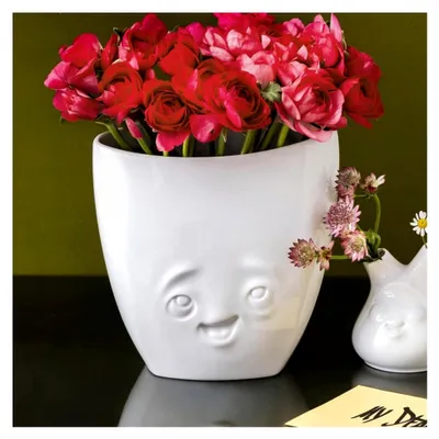 Produktbild von Vase „Entzückt“ (Porzellan, 21,5 cm x 5 cm x 18 cm, Weiß)