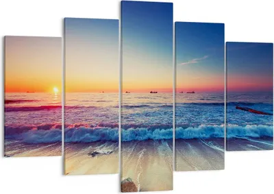 Produktbild von Bild auf Leinwand - Leinwandbild - Meer Strand Welle - 150x100cm - Wand Bild - Wanddeko - Leinwanddruck - Bilder - Kunstdruck - Wanddekoration - Leinwand bilder - Wandkunst - EA150x100-3613