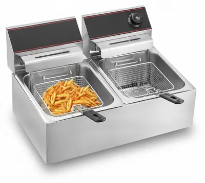 Productafbeelding van JL keukenapparatuur - Dubbele friteuse - 2 x 6 liter - 2500W, AI-gegenereerde afbeelding