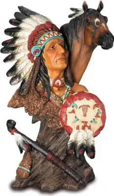 Produktbild von Büste Indianer mit Schild, Calumet und Pferdekopf