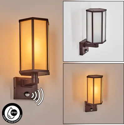 Produktbild von Atri Außenleuchte mit Bewegungsmelder aus Metall/Glas in Rostfarben/Weiß