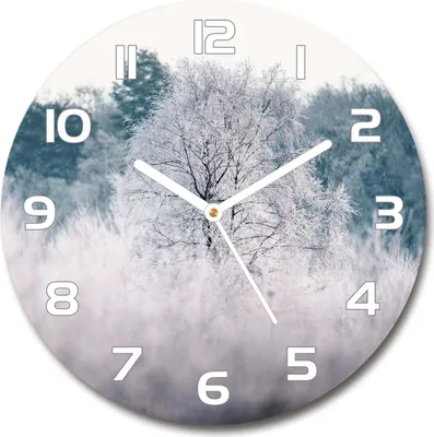 Produktbild von Wanduhr aus Glas 30fi Glasbild Glasuhr Gehärtetes Glas - weisse-zeiger - Winter trees