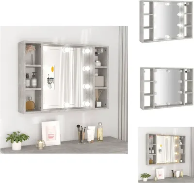 Image de vidaXL Armoire de toilette avec LED gris béton 76x15x55 cm - Vasque de salle de bain