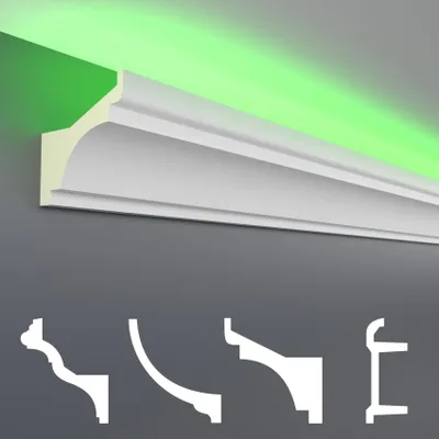 Produktbild von LED Stuckleisten aus Polyurethan- lichtundurchlässig, Variantenvielfalt & vorgrundiert - Sparpakete
