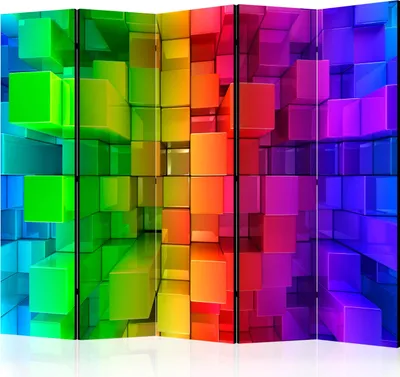 Obrázek produktu pro 5dílný jednostranný paraván z netkané textilie - Barevná skládačka II 225x172 cm 3D f-A-0364-z-c