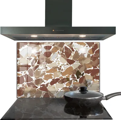 Produktbild von Spritzschutz aus Glas Küchenrückwand - Wandschutz für Herd und Spüle - 80x60 cm - Terrazzo Naturstein
