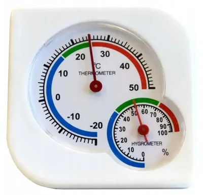 Image de Thermomètre et hygromètre analogique blanc, intérieur/extérieur, Ø 7,5 cm, -20 à 50 °C