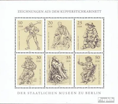Produktbild von Briefmarken DDR 1978 Mi 2347-2352 Kleinbogen (kompl.Ausgabe) postfrisch Kupferstichkabinett der Staatl.Museen Berlin