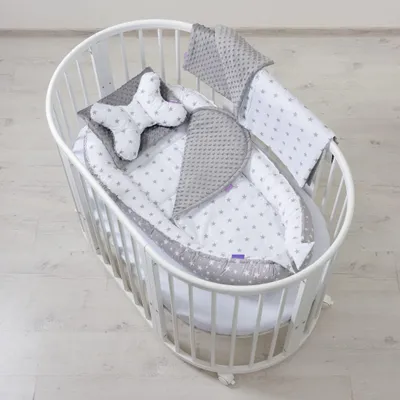 Produktbild von Grey Stars & Grey Minky 5-teiliges Set XXL Babynestchen