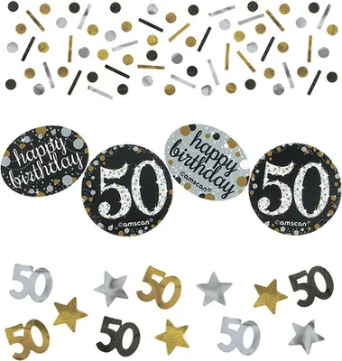 Produktbild von amscan Konfetti Zahl 50 Sparkling Celebration silver/gold 34g