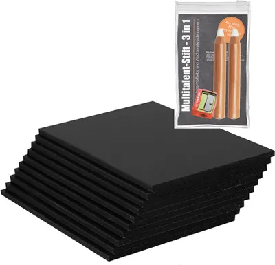 Produktbild von Spar-Set 10x Kreidetafeln A7 inkl. 2 Kreidestifte XXL + Spitzer - ideal als Angebotstafel in der Gastronomie - beidseitig beschreibbar - Vorteilspack