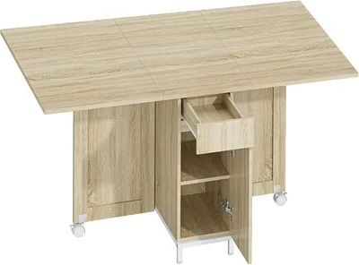 Productafbeelding van Uittrekbare tafel, eettafel met wielen, 75 x 140 x 75 cm, eikenhoutlook