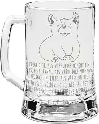 Produktbild von Mr. & Mrs. Panda Krug Corgie - Transparent - Geschenk, Spruch, Glas Bierkrug, Mit Gravur, Hund, Corgi, Humpen, Welsh Pembroke, Sprüche, Lebensfroh, Seidel, graviert
