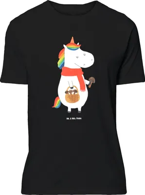 Produktbild von Mr. & Mrs. Panda Größe L T-Shirt Einhorn Pilz - Schwarz - Geschenk, Unicorn, Tshirt, Spruch, Pilze, Einhörner, Shirt, mit, Motivation