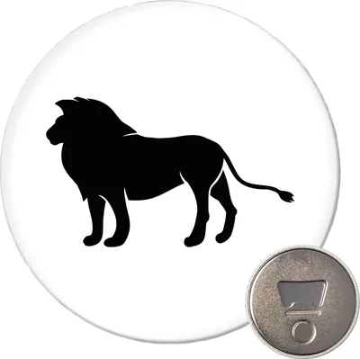 Produktbild von Huuraa Magnet Löwe Silhouette 59mm Kühlschrankmagnet rund Flaschenöffner Geschenkidee