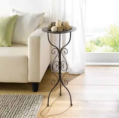 Produktbild von Metallständer Country-Style schwarz Tablett – Beistelltisch