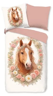 Productafbeelding van Pure Kinderdekbedovertrek "Kransje" - Off-Wit - (135x200 cm) - 100% Polyester