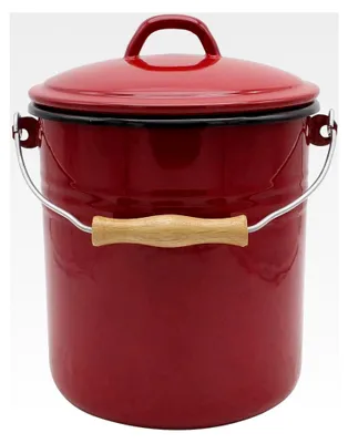 Produktbild von Mülleimer 5 Liter aus Haushaltemaille in Rot mit Deckel