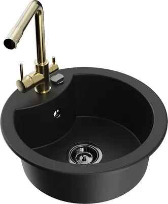 Produktbild von Mexen Diego 1-Becken-Granit-Spüle mit Mischbatterie Duero, Schwarz - 6512-77-671600-50-B