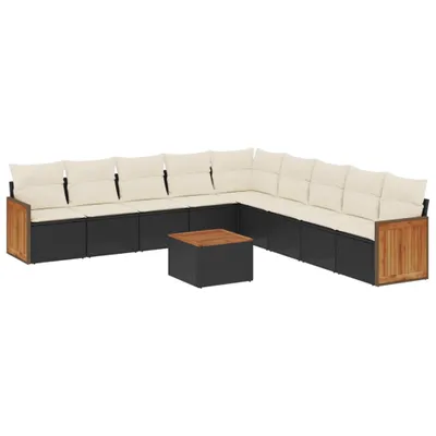 Immagine prodotto di vidaXL Set di divani da giardino da 10 pezzi con cuscini in polirattan nero