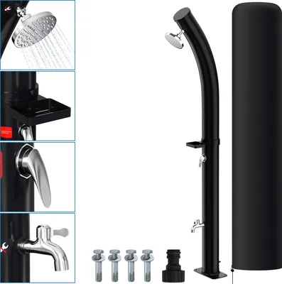 Obrázok produktu pre Solárna sprcha TolleTour 20-60 l - do 60 °C - s otočnou sprchovou hlavicou, nožnou sprchou a záhradnou hadicou