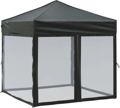 Image de vidaXL Tente de réception pliante avec parois latérales noire 2x2 m