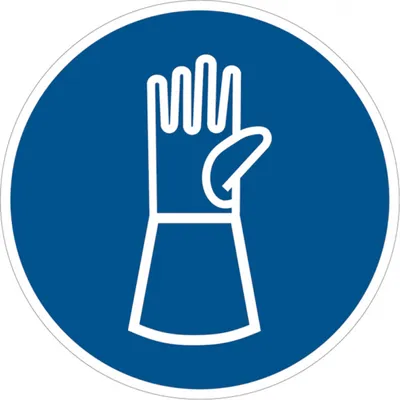Produktbild von Dreifke® Aufkleber (Folie) "Handschuhe mit Pulsschutz benutzen", Ø10cm, Folie...