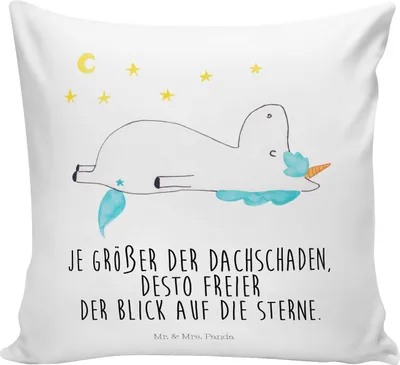 Produktbild von Mr. & Mrs. Panda kuschelkissen 40x40 Einhorn Sternenhimmel - Weiß - Geschenk, Unicorn, Dekokissen, Einhörner, Sterne, Sofakissen, Deko Kissen, Verrückt